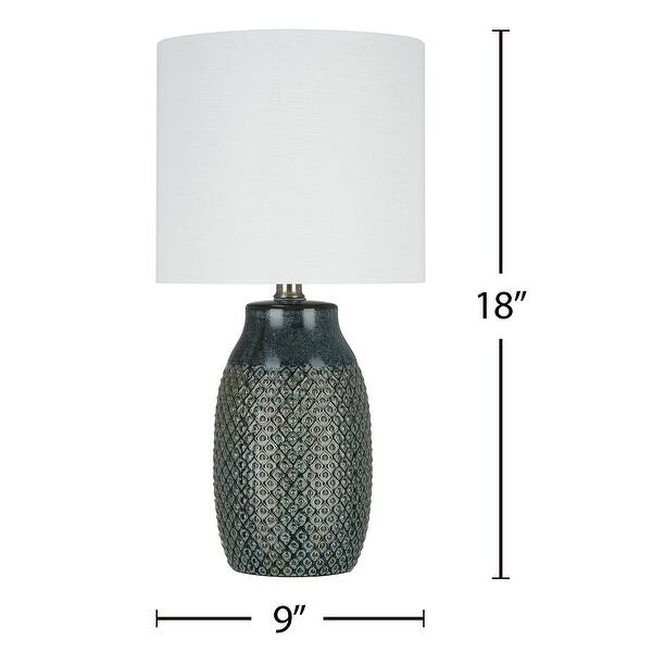 Reactive Glaze Ceramic Table Lamp, LED Bulb Included 9x9x18 Bed